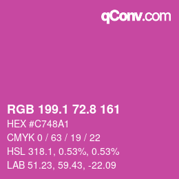 カラーコード: RGB 199.1 72.8 161 | qconv.com