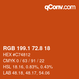 カラーコード: RGB 199.1 72.8 18 | qconv.com