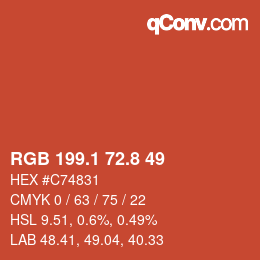 カラーコード: RGB 199.1 72.8 49 | qconv.com