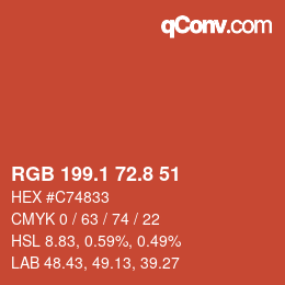 Color code: RGB 199.1 72.8 51 | qconv.com