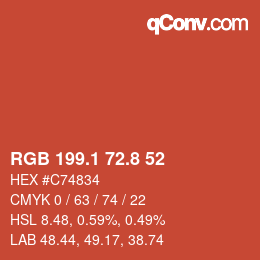Color code: RGB 199.1 72.8 52 | qconv.com