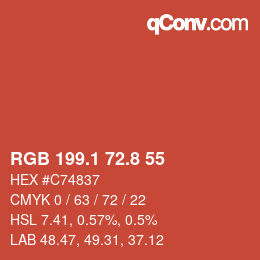 カラーコード: RGB 199.1 72.8 55 | qconv.com