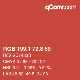 カラーコード: RGB 199.1 72.8 59 | qconv.com
