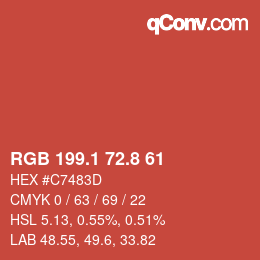 Color code: RGB 199.1 72.8 61 | qconv.com