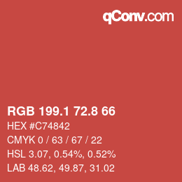 Color code: RGB 199.1 72.8 66 | qconv.com