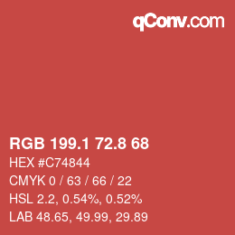 カラーコード: RGB 199.1 72.8 68 | qconv.com