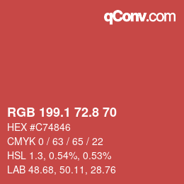 カラーコード: RGB 199.1 72.8 70 | qconv.com