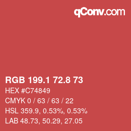 カラーコード: RGB 199.1 72.8 73 | qconv.com