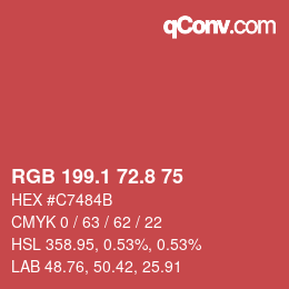 カラーコード: RGB 199.1 72.8 75 | qconv.com