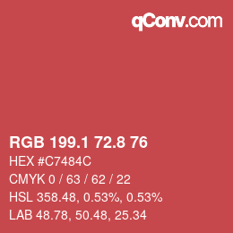カラーコード: RGB 199.1 72.8 76 | qconv.com