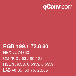 カラーコード: RGB 199.1 72.8 80 | qconv.com