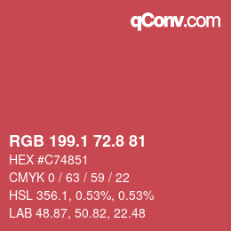 カラーコード: RGB 199.1 72.8 81 | qconv.com