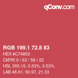 カラーコード: RGB 199.1 72.8 83 | qconv.com