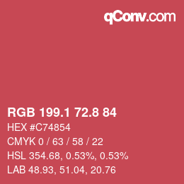 カラーコード: RGB 199.1 72.8 84 | qconv.com