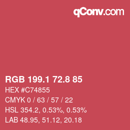 カラーコード: RGB 199.1 72.8 85 | qconv.com
