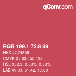 カラーコード: RGB 199.1 72.8 89 | qconv.com