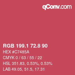 カラーコード: RGB 199.1 72.8 90 | qconv.com