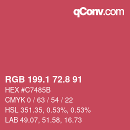 カラーコード: RGB 199.1 72.8 91 | qconv.com