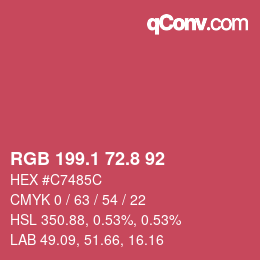 カラーコード: RGB 199.1 72.8 92 | qconv.com