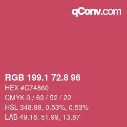 カラーコード: RGB 199.1 72.8 96 | qconv.com