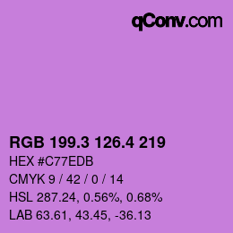 カラーコード: RGB 199.3 126.4 219 | qconv.com