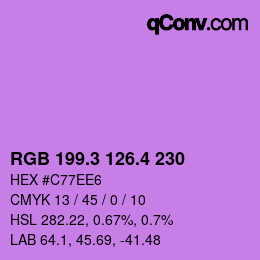 カラーコード: RGB 199.3 126.4 230 | qconv.com