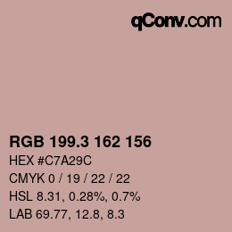 カラーコード: RGB 199.3 162 156 | qconv.com
