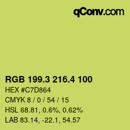 カラーコード: RGB 199.3 216.4 100 | qconv.com