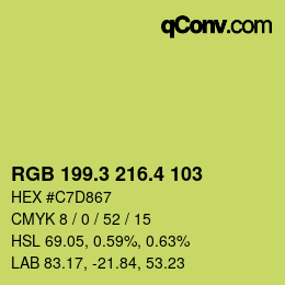 カラーコード: RGB 199.3 216.4 103 | qconv.com
