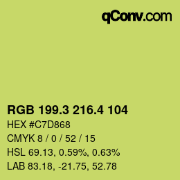 カラーコード: RGB 199.3 216.4 104 | qconv.com