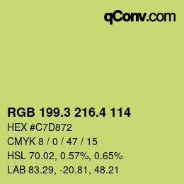カラーコード: RGB 199.3 216.4 114 | qconv.com