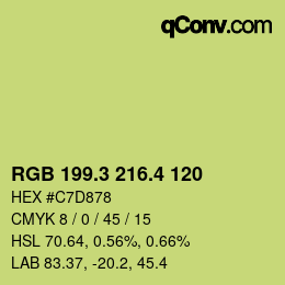 カラーコード: RGB 199.3 216.4 120 | qconv.com