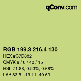 カラーコード: RGB 199.3 216.4 130 | qconv.com