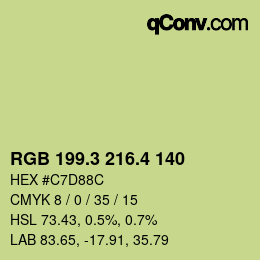 カラーコード: RGB 199.3 216.4 140 | qconv.com