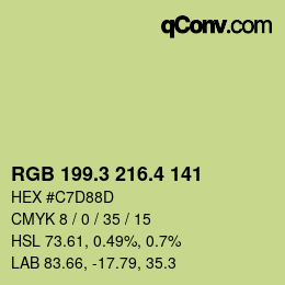 カラーコード: RGB 199.3 216.4 141 | qconv.com