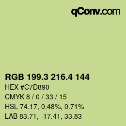 カラーコード: RGB 199.3 216.4 144 | qconv.com