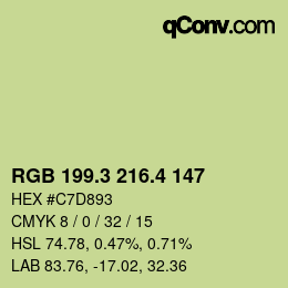 カラーコード: RGB 199.3 216.4 147 | qconv.com