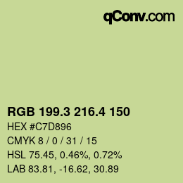 カラーコード: RGB 199.3 216.4 150 | qconv.com