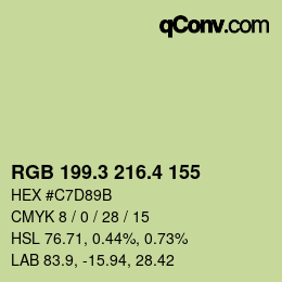カラーコード: RGB 199.3 216.4 155 | qconv.com