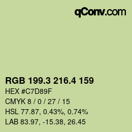 カラーコード: RGB 199.3 216.4 159 | qconv.com