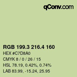 カラーコード: RGB 199.3 216.4 160 | qconv.com