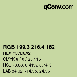 カラーコード: RGB 199.3 216.4 162 | qconv.com