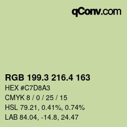 カラーコード: RGB 199.3 216.4 163 | qconv.com