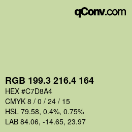 カラーコード: RGB 199.3 216.4 164 | qconv.com