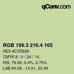 カラーコード: RGB 199.3 216.4 165 | qconv.com