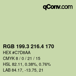 カラーコード: RGB 199.3 216.4 170 | qconv.com