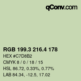 カラーコード: RGB 199.3 216.4 178 | qconv.com