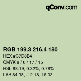 カラーコード: RGB 199.3 216.4 180 | qconv.com