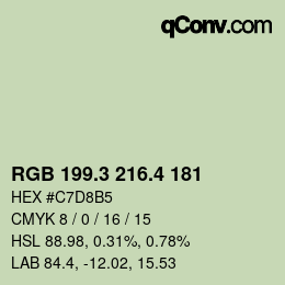 カラーコード: RGB 199.3 216.4 181 | qconv.com