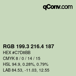 カラーコード: RGB 199.3 216.4 187 | qconv.com